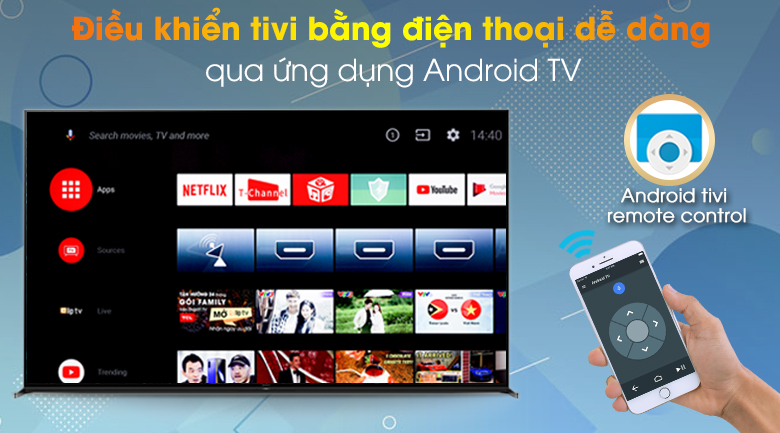 Android Tivi Sony 8K 85 inch KD-85Z8H - Điều khiển tivi qua ứng dụng Android TV