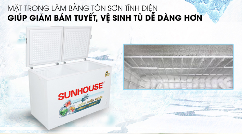 Tủ đông Sunhouse 300 lít SHR-F2412W2 - Sơn tĩnh điện bên mặt trong của tủ