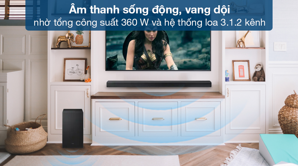 Loa thanh Samsung HW-Q630 - Chất âm mạnh mẽ, lôi cuốn với công suất 360 W và hệ thống loa 3.1.2 kênh