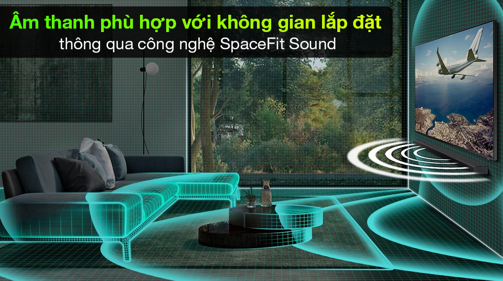 Loa thanh Samsung HW-Q700 - Điều chỉnh âm thanh phù hợp với không gian lắp đặt thông qua công nghệ SpaceFit Sound