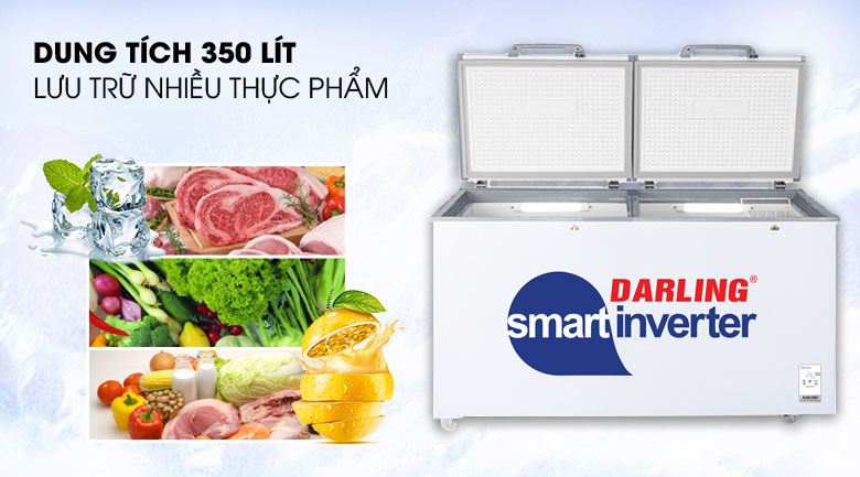  Tủ đông Darling Inverter 350 lít DMF-4699 WSI-4 - Dung tích 350 lít 