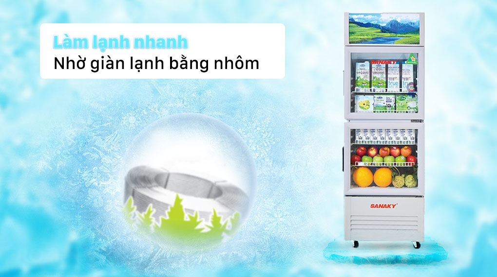 Tủ Mát Sanaky 340 lít TM.VH408WL - Dàn lạnh bằng nhôm