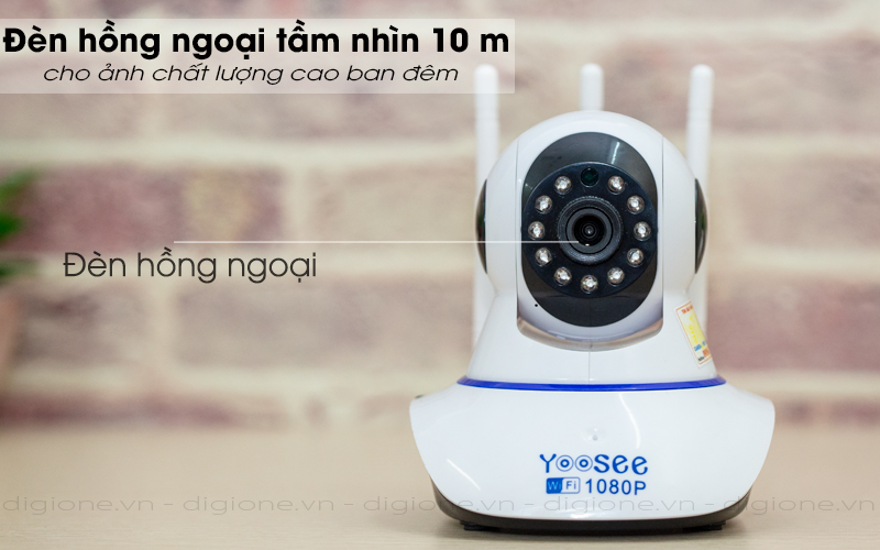 đèn hồng ngoại quay đêm - yoosee 3 râu 1080